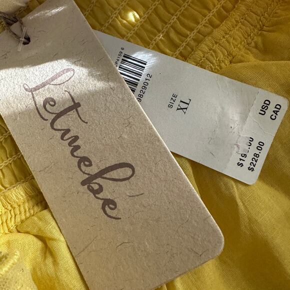 Anthro X Let Me Be Yellow Eyelet Tulle Mini Dress women’s size XL NEW romantic - Picture 9 of 9